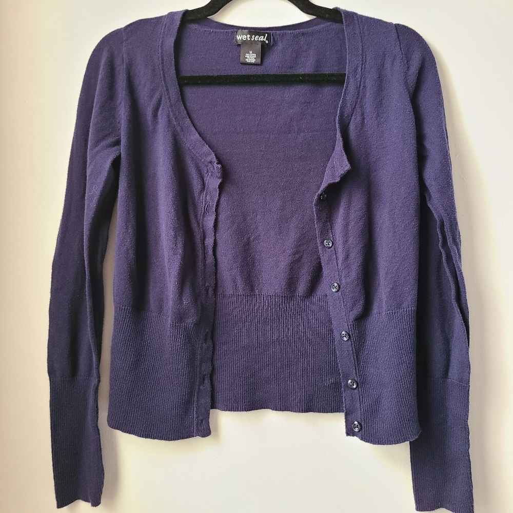 Wet Seal Cardigan Sweater - Navy Blue, Size M